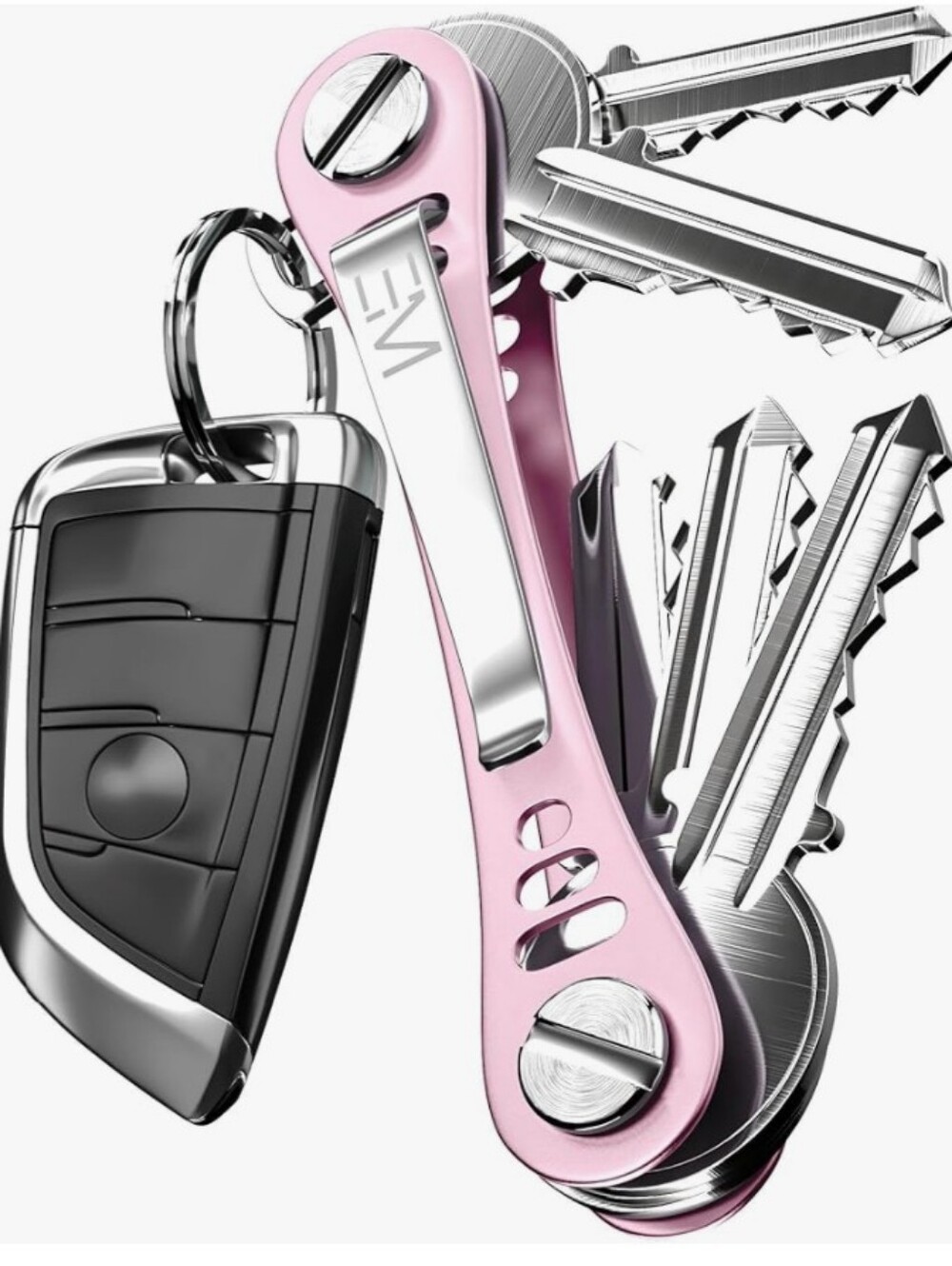 Mens Metal Compact Key Holder Pocket Clip Minimalist EDC Organizer Pink